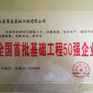 2016全國首批基礎(chǔ)工程50強(qiáng)企業(yè)